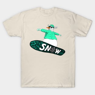 snowman on the board (mint) T-Shirt